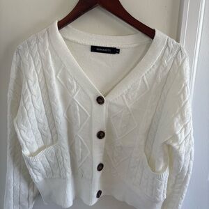 Amazon Women's White Cable Knit Cardigan